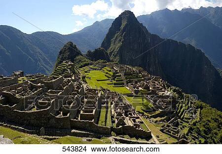 High angle view of old ruins on mountain, Inca Ruins, Machu Picchu, Cusco Region, Peru View Large Photo Image Picture - High angle view of old ruins on mountain, Inca Ruins, Machu Picchu, Cusco Region, Peru . Fotosearch