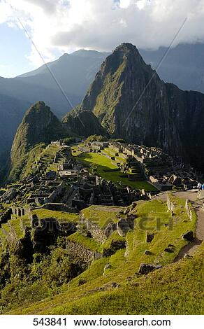 High angle view of old ruins on mountain, Inca Ruins, Machu Picchu, Cusco Region, Peru View Large Photo Image Stock Image - High angle view of old ruins on mountain, Inca Ruins, Machu Picchu, Cusco Region, Peru . Fotosearch