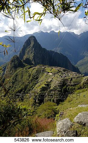 High angle view of old ruins on mountain, Inca Ruins, Machu Picchu, Cusco Region, Peru View Large Photo Image Stock Photograph - High angle view of old ruins on mountain, Inca Ruins, Machu Picchu, Cusco Region, Peru . Fotosearch
