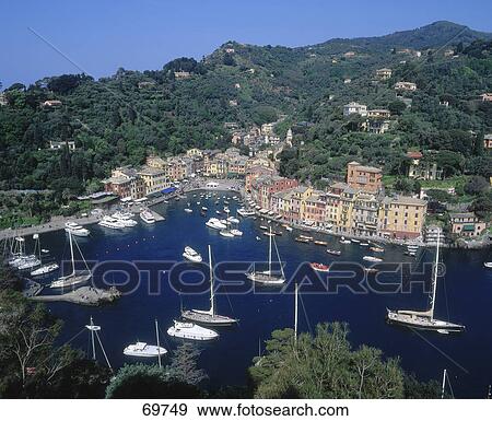 High angle view of sailboats at harbor, French Riviera, Portofino, Italy View Large Photo Image Stock Photo - High angle view of sailboats at harbor, French Riviera, Portofino, Italy . Fotosearch