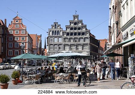 Picture - Houses in town, Luneburg, Lower Saxony, Germany . Fotosearch