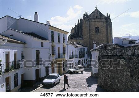 Houses with church at roadside, Ronda, Malaga, Andalusia, Spain View Large Photo Image Stock Photo - Houses with church at roadside, Ronda, Malaga, Andalusia, Spain . Fotosearch