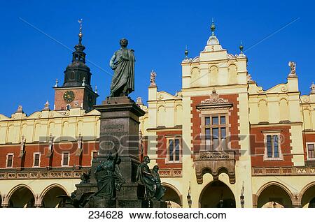 Mickiewicz monument in font of cloth hall, Krakow, Poland View Large Photo Image Stock Photo - Mickiewicz monument in font of cloth hall, Krakow, Poland . Fotosearch