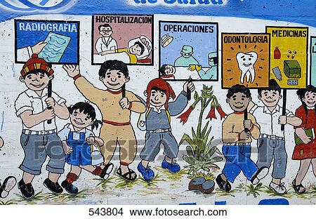 Mural on wall of boys with placards, Cuzco, Peru View Large Photo Image Picture - Mural on wall of boys with placards, Cuzco, Peru . Fotosearch