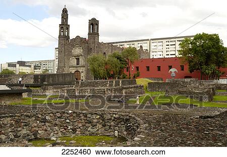 Old ruins in front of ancient church, Plaza de las Trees Culturas, Mexico City, Mexico View Large Photo Image Stock Image - Old ruins in front of ancient church, Plaza de las Trees Culturas, Mexico City, Mexico . Fotosearch
