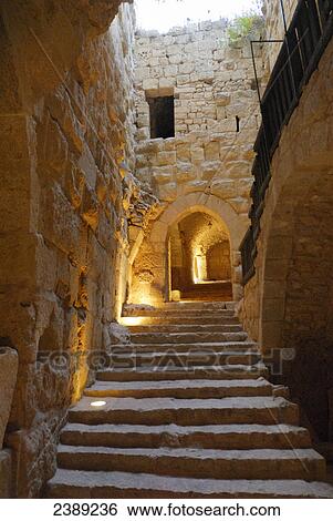 Stock Photograph - Old ruins of castle, Ajlun Castle, Ajlun, Jarash, Jordan . Fotosearch