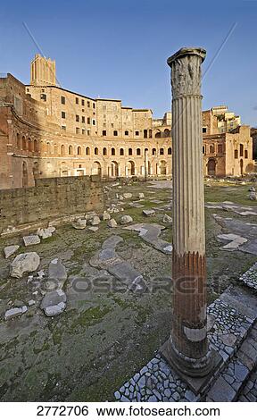 Stock Photograph - Old ruins of colosseum, Markets of Trajan, Rome, Latium, Italy . Fotosearch