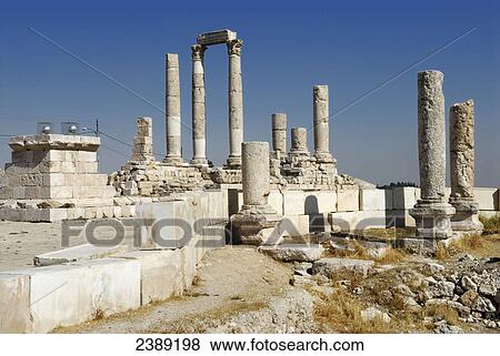 Old ruins of columns, Jabal el Qala, Amman, Jordan View Large Photo Image Stock Photo - Old ruins of columns, Jabal el Qala, Amman, Jordan . Fotosearch