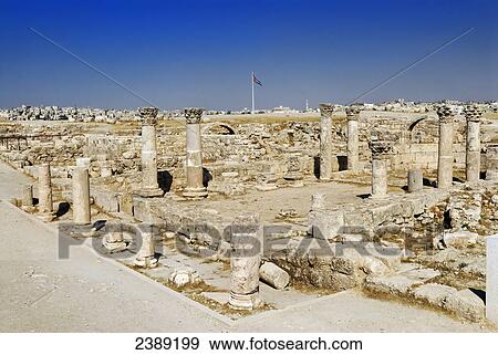 Old ruins of columns, Jabal el Qala, Amman, Jordan View Large Photo Image Stock Photo - Old ruins of columns, Jabal el Qala, Amman, Jordan . Fotosearch