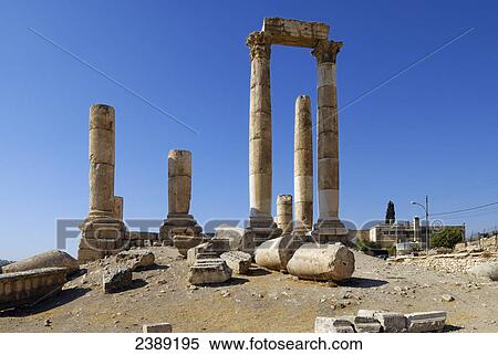 Old ruins of columns, Jabal el Qala, Amman, Jordan View Large Photo Image Stock Photography - Old ruins of columns, Jabal el Qala, Amman, Jordan . Fotosearch