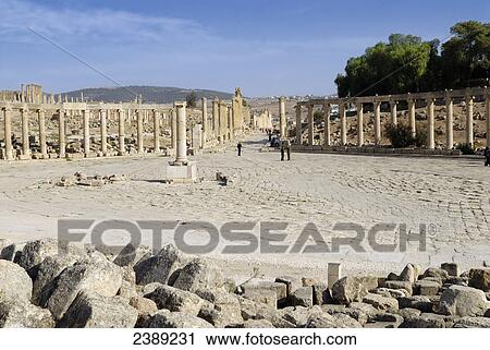 Old ruins of columns, Jarash, Jordan View Large Photo Image Stock Image - Old ruins of columns, Jarash, Jordan . Fotosearch