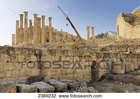 Old ruins of columns, Jarash, Jordan View Large Photo Image Stock Image - Old ruins of columns, Jarash, Jordan . Fotosearch
