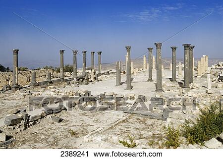 Old ruins of columns, Umm Qais, Jordan View Large Photo Image Stock Image - Old ruins of columns, Umm Qais, Jordan . Fotosearch