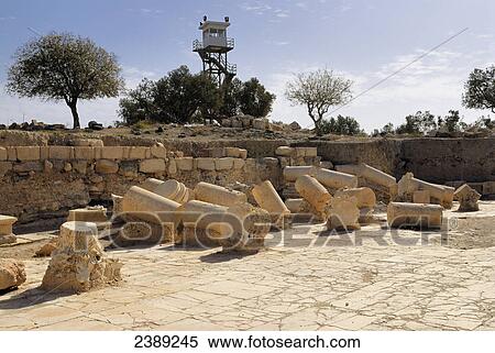 Stock Photography - Old ruins of columns, Umm Qais, Jordan . Fotosearch