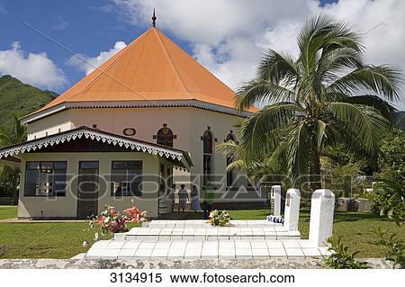 Papetoai temple, Moorea, French Polynesia View Large Photo Image Stock Photography - Papetoai temple, Moorea, French Polynesia . Fotosearch