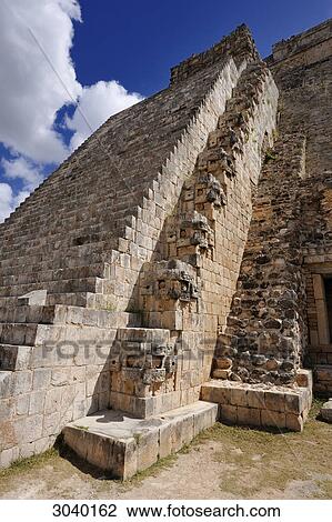 Pyramid of the Magician (Piramide del Adivino) at the Maya ruin site of Uxmal, Yucatan, Mexico, view from below View Large Photo Image Stock Image - Pyramid of the Magician (Piramide del Adivino) at the Maya ruin site of Uxmal, Yucatan, Mexico, view from below . Fotosearch