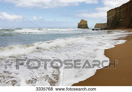 Rock formation at a coast, Port Campbell National Park, Australia View Large Photo Image Stock Photo - Rock formation at a coast, Port Campbell National Park, Australia . Fotosearch