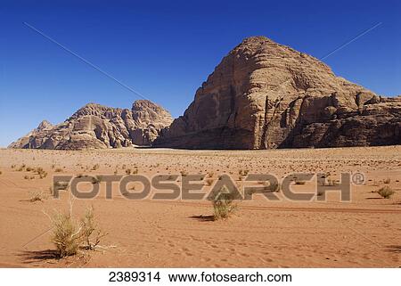 Rock formations on landscape, Wadi Rum, Jordan View Large Photo Image Picture - Rock formations on landscape, Wadi Rum, Jordan . Fotosearch