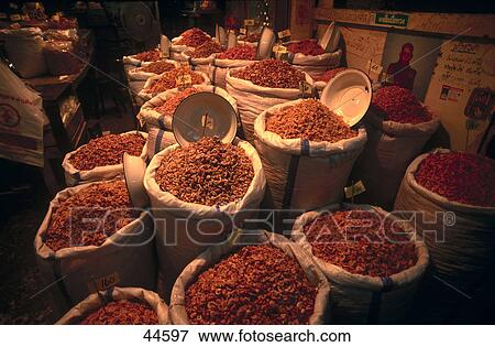 Stock Photo - Sacks of spices in market, Bangkok, Thailand . Fotosearch