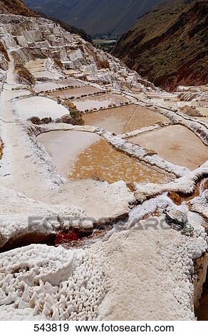 Stock Photo - Salt mine in valley, Urubamba Valley, Peru . Fotosearch