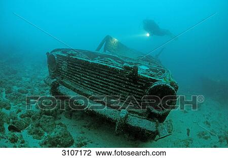 Scuba diver and car wreck, Croatia, Istria, Mediterranean Sea, underwater shot View Large Photo Image Stock Image - Scuba diver and car wreck, Croatia, Istria, Mediterranean Sea, underwater shot . Fotosearch