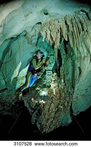 Scuba diver in underwater cave Cueva Taina, Punta Cana, Dominican Republic View Large Photo Image Stock Photo - Scuba diver in underwater cave Cueva Taina, Punta Cana, Dominican Republic . Fotosearch
