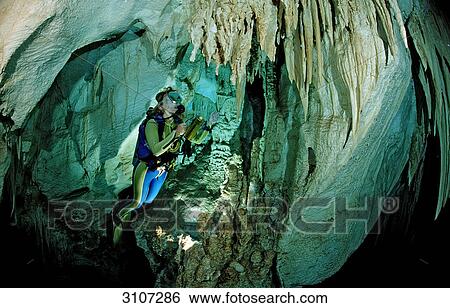 Scuba diver in underwater cave Cueva Taina, Punta Cana, Dominican Republic View Large Photo Image Stock Photograph - Scuba diver in underwater cave Cueva Taina, Punta Cana, Dominican Republic . Fotosearch