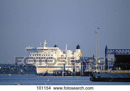 Picture - Ship at harbor, Travemunde, Schleswig- Holstein, Germany . Fotosearch