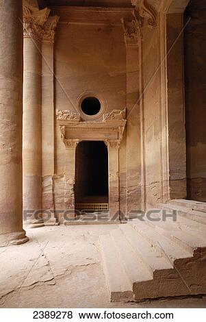 Staircase of treasure house, Petra, Wadi Musa, Jordan View Large Photo Image Stock Photo - Staircase of treasure house, Petra, Wadi Musa, Jordan . Fotosearch