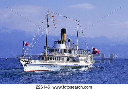 Stock Photograph - Steamer in sea, Switzerland . Fotosearch