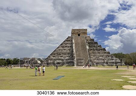 Temple of Kukulcan (El Castillo) at the Maya ruin site of Chichen Itza, Yucatan, Mexico View Large Photo Image Stock Photograph - Temple of Kukulcan (El Castillo) at the Maya ruin site of Chichen Itza, Yucatan, Mexico . Fotosearch