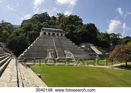 Temple of the Inscriptions at the Maya ruin site of Palenque, Chiapas, Mexico View Large Photo Image Stock Photo - Temple of the Inscriptions at the Maya ruin site of Palenque, Chiapas, Mexico . Fotosearch