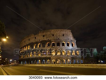 The Colosseum at night, Rome, Italy View Large Photo Image Stock Image - The Colosseum at night, Rome, Italy . Fotosearch