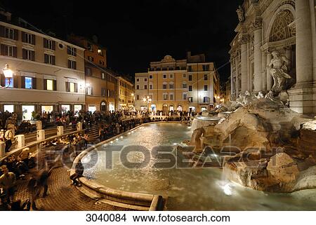 The Trevi Fountain (Fontana di Trevi) at night, Rome, Italy, side view View Large Photo Image Picture - The Trevi Fountain (Fontana di Trevi) at night, Rome, Italy, side view . Fotosearch