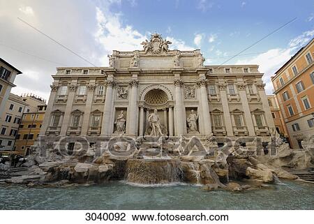 The Trevi Fountain (Fontana di Trevi), Rome, Italy, wide-angle view View Large Photo Image Stock Image - The Trevi Fountain (Fontana di Trevi), Rome, Italy, wide-angle view . Fotosearch