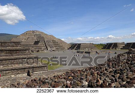 Tourists at archaeological site, Moon Pyramid, Teotihuacan, Mexico View Large Photo Image Stock Photo - Tourists at archaeological site, Moon Pyramid, Teotihuacan, Mexico . Fotosearch