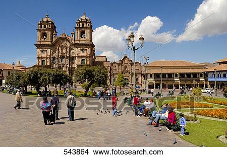 Tourists in front of church, Iglesia La Compania De Jesus, Cuzco, Cusco Region, Peru View Large Photo Image Picture - Tourists in front of church, Iglesia La Compania De Jesus, Cuzco, Cusco Region, Peru . Fotosearch