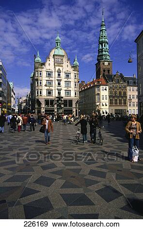 Tourists on cobblestone walkway, Stroeget, Copenhagen, Denmark View Large Photo Image Stock Photo - Tourists on cobblestone walkway, Stroeget, Copenhagen, Denmark . Fotosearch