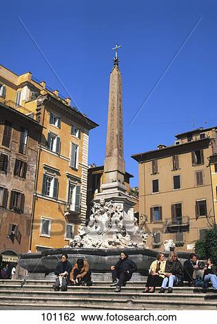Tourists sitting on steps at fountain, Pantheon, Rome, Italy View Large Photo Image Stock Image - Tourists sitting on steps at fountain, Pantheon, Rome, Italy . Fotosearch