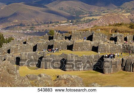 Tourists watching old ruins of fortress, Sacsayhuaman, Cuzco, Cusco Region, Peru View Large Photo Image Stock Image - Tourists watching old ruins of fortress, Sacsayhuaman, Cuzco, Cusco Region, Peru . Fotosearch