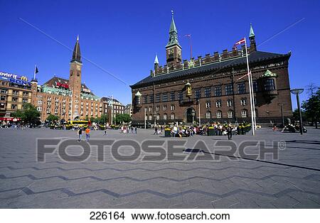 Town hall in city, Town Hall Square, Copenhagen, Hovedstaden, Denmark View Large Photo Image Picture - Town hall in city, Town Hall Square, Copenhagen, Hovedstaden, Denmark . Fotosearch