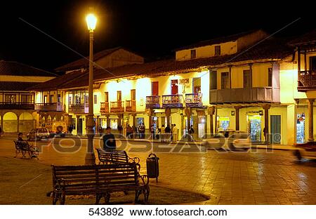 Town square at night, Plaza-De-Armas, Cuzco, Cusco Region, Peru View Large Photo Image Stock Image - Town square at night, Plaza-De-Armas, Cuzco, Cusco Region, Peru . Fotosearch