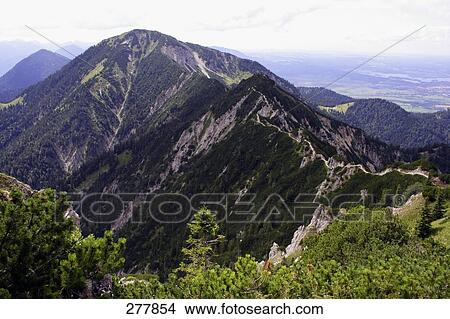 Picture - Track on mountain, Heimgarten, Bavaria, Germany . Fotosearch