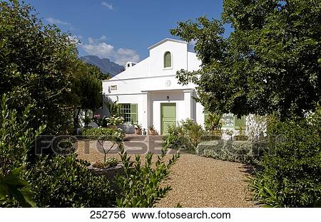 Trees in front of entrance of garden, Franschhoek, Western Cape Province, South Africa View Large Photo Image Stock Photograph - Trees in front of entrance of garden, Franschhoek, Western Cape Province, South Africa . Fotosearch
