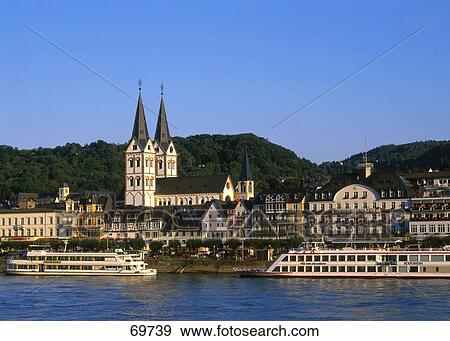 Two steamboats in river, Boppard, Rhein-Hunsruck, Rhineland-Palatinate, Germany View Large Photo Image Stock Photo - Two steamboats in river, Boppard, Rhein-Hunsruck, Rhineland-Palatinate, Germany . Fotosearch