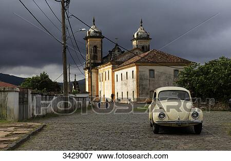 Stock Photo - View of a church in Ouro Preto, Minas Gerais, Brazil . Fotosearch