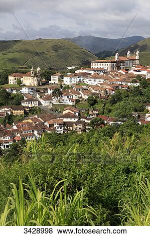 Stock Photo - View of Ouro Preto, Minas Gerais, Brazil, elevated view . Fotosearch