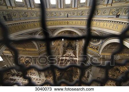 View through grid to the internal space of St. Peters Basilica, Rome, Vatican City, elevated view View Large Photo Image Stock Image - View through grid to the internal space of St. Peters Basilica, Rome, Vatican City, elevated view . Fotosearch