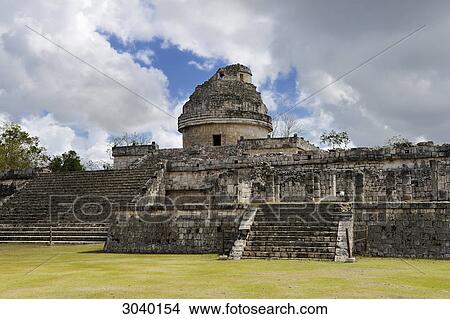 View to the El Caracol observatory at the Maya ruin site of Chichen Itza, Yucatan, Mexico View Large Photo Image Picture - View to the El Caracol observatory at the Maya ruin site of Chichen Itza, Yucatan, Mexico . Fotosearch