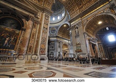 Banque d\'Image - vue intérieur, de, rue., peters, basilique, rome ... Banque d\'Image - vue intérieur, de, rue., peters, basilique, rome ...
